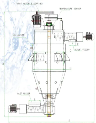 Roasting Section dimension drawing with A–H reference letters